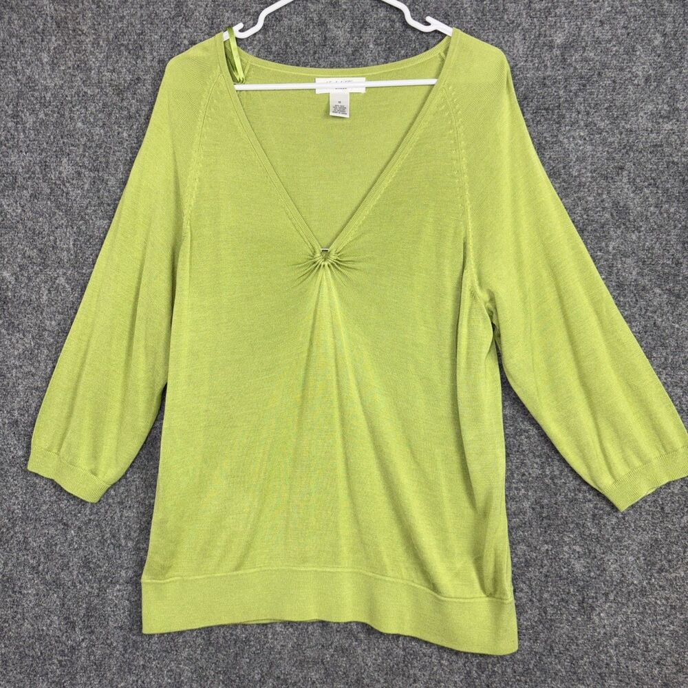 Judith Hart Top Womens 1X Green Silk Blend  Knit Top